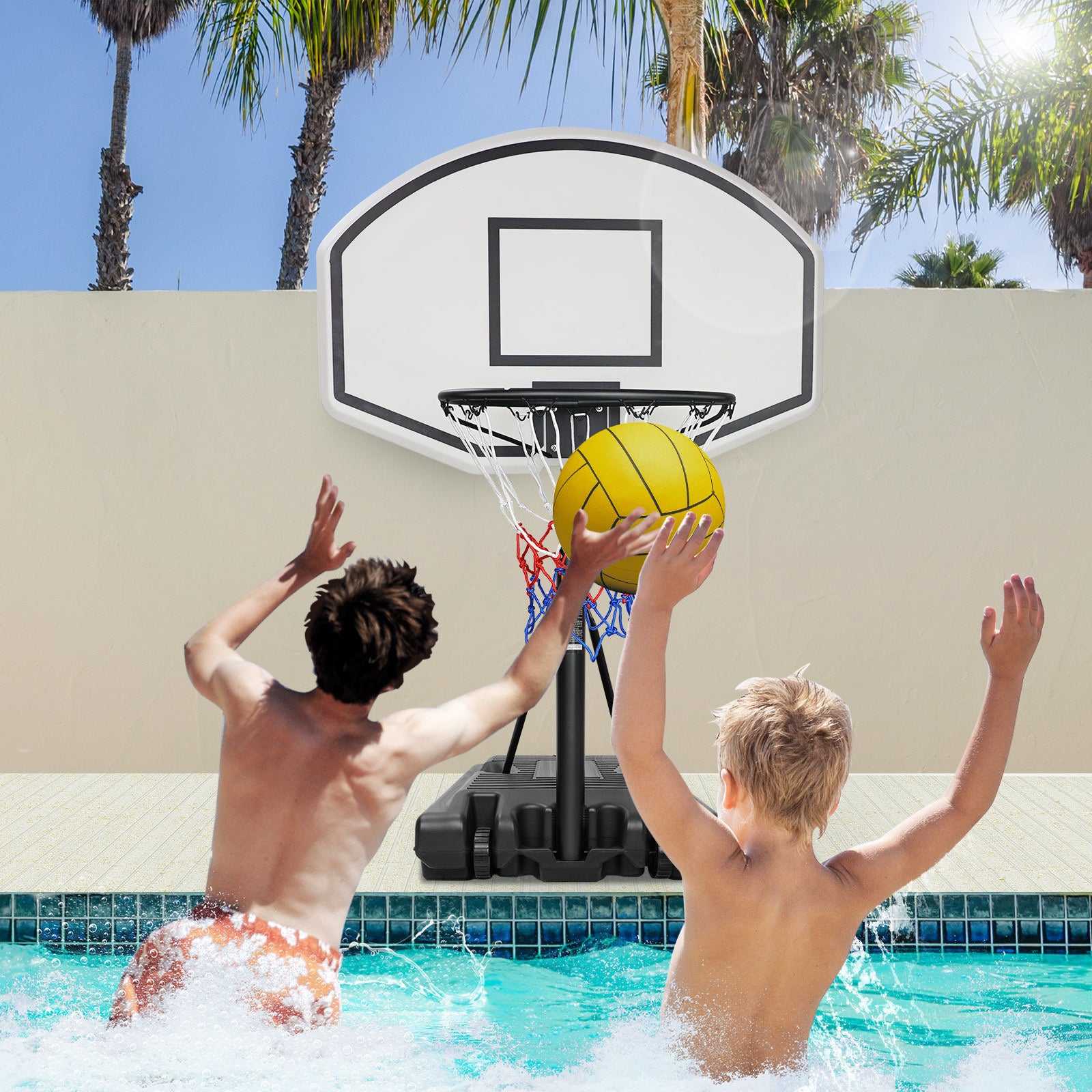 Portable Poolside Basketball Hoop Swimming Pool 3.1ft to 4.7ft Height-Adjustable Basketball System Goal Stand for Kids Doba